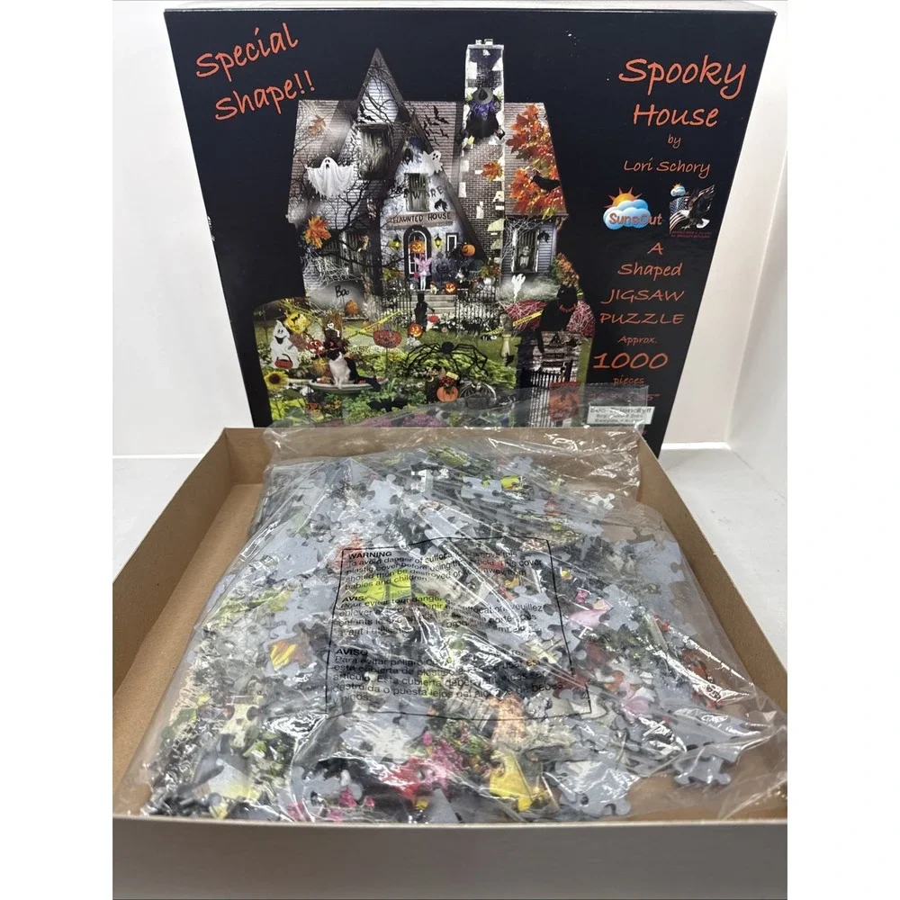 NEW Sealed Spooky House Puzzle SunsOut Lori Schory Halloween Shaped 1000 Pc